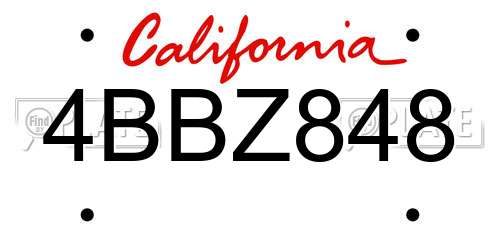 4BBZ848 California License Plate