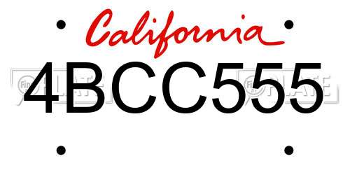 4BCC555 California License Plate