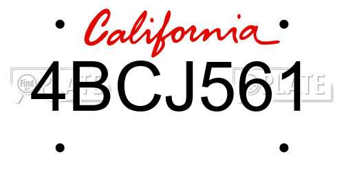 4BCJ561 California License Plate