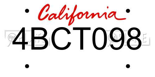 4BCT098 California License Plate
