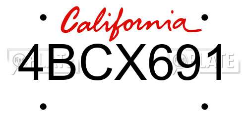 4BCX691 California License Plate