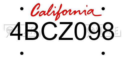 4BCZ098 California License Plate
