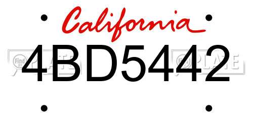 4BD5442 California License Plate