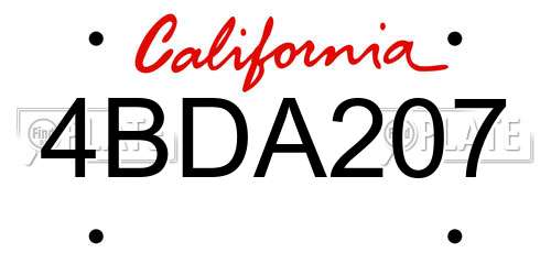 4BDA207 California License Plate