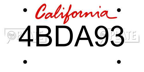4BDA93 California License Plate