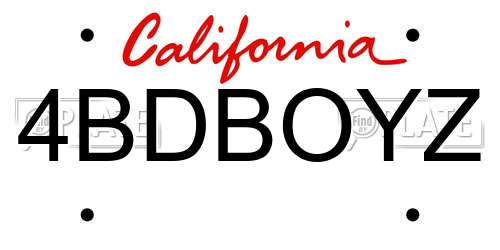 4BDBOYZ California License Plate
