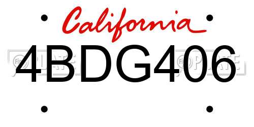 4BDG406 California License Plate