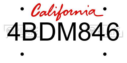 4BDM846 California License Plate