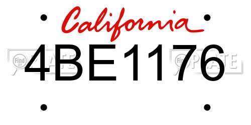 4BE1176 California License Plate
