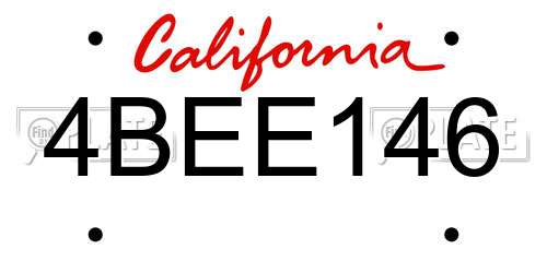4BEE146 California License Plate