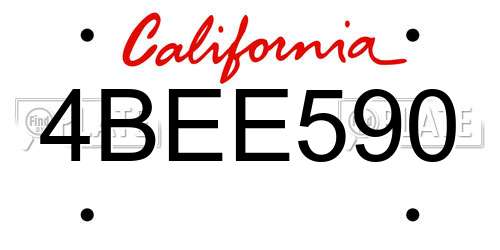 4BEE590 California License Plate