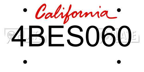 4BES060 California License Plate