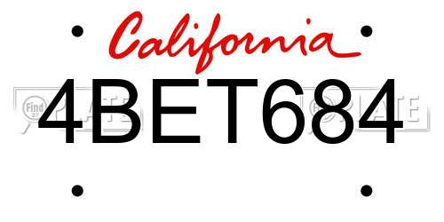 4BET684 California License Plate