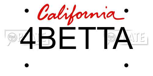 4BETTA California License Plate