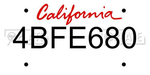 4BFE680 California License Plate