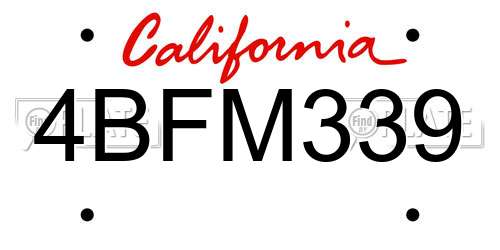 4BFM339 California License Plate