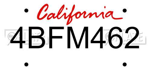 4BFM462 California License Plate