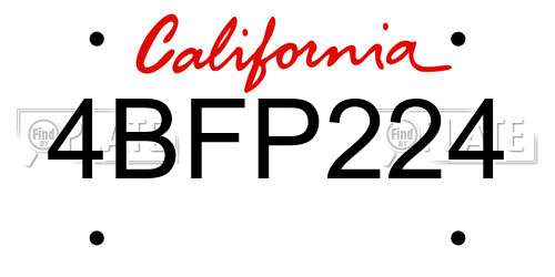4BFP224 California License Plate