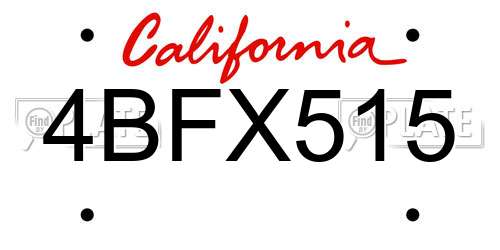 4BFX515 California License Plate