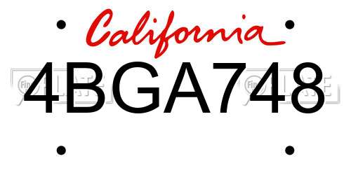 4BGA748 California License Plate