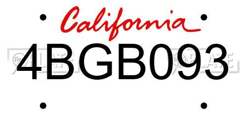 4BGB093 California License Plate