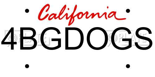 4BGDOGS California License Plate