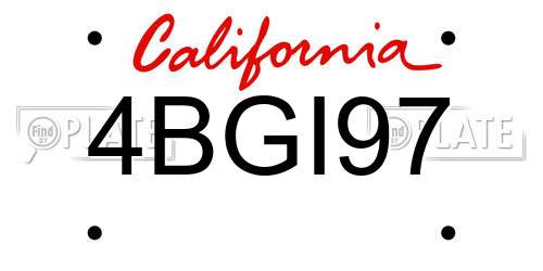 4BGI97 California License Plate
