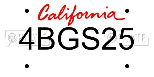 4BGS25 California License Plate