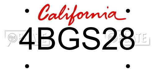 4BGS28 California License Plate
