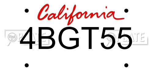 4BGT55 California License Plate