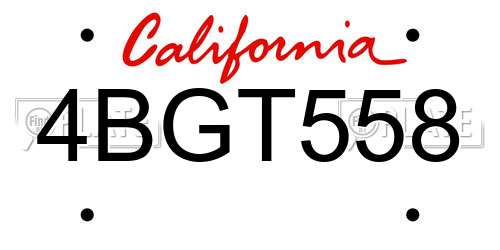 4BGT558 California License Plate