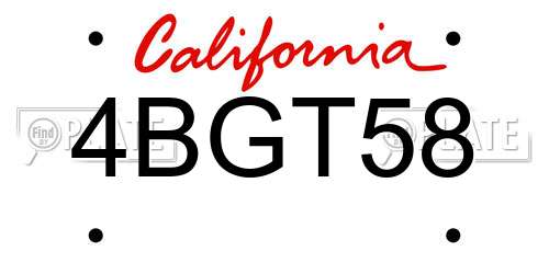 4BGT58 California License Plate