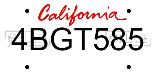 4BGT585 California License Plate