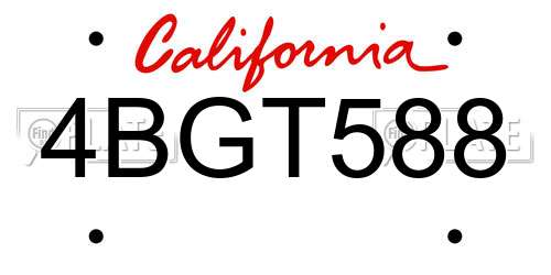 4BGT588 California License Plate