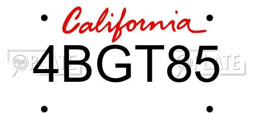 4BGT85 California License Plate