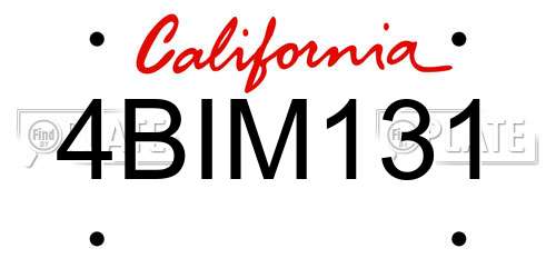 4BIM131 California License Plate