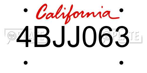 4BJJ063 California License Plate
