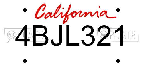 4BJL321 California License Plate