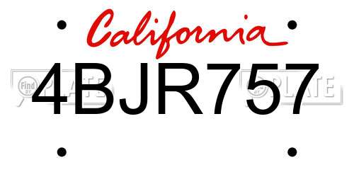 4BJR757 California License Plate