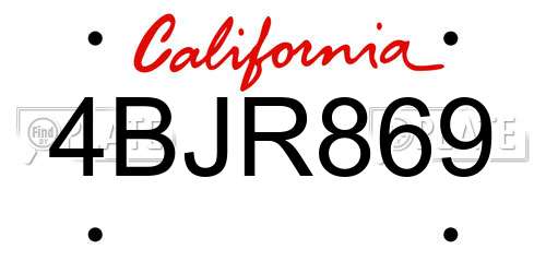 4BJR869 California License Plate