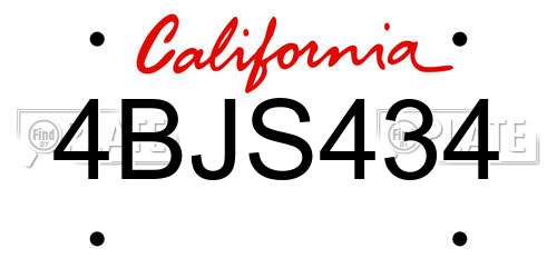 4BJS434 California License Plate