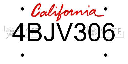 4BJV306 California License Plate
