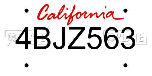 4BJZ563 California License Plate
