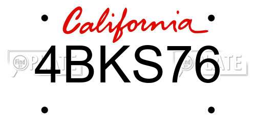 4BKS76 California License Plate