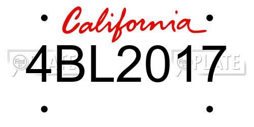 4BL2017 California License Plate