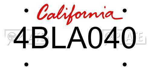 4BLA040 California License Plate