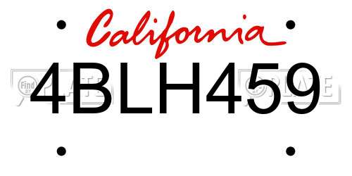 4BLH459 California License Plate