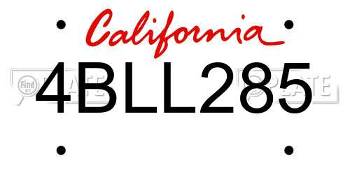 4BLL285 California License Plate