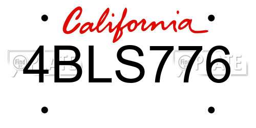 4BLS776 California License Plate