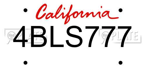 4BLS777 California License Plate